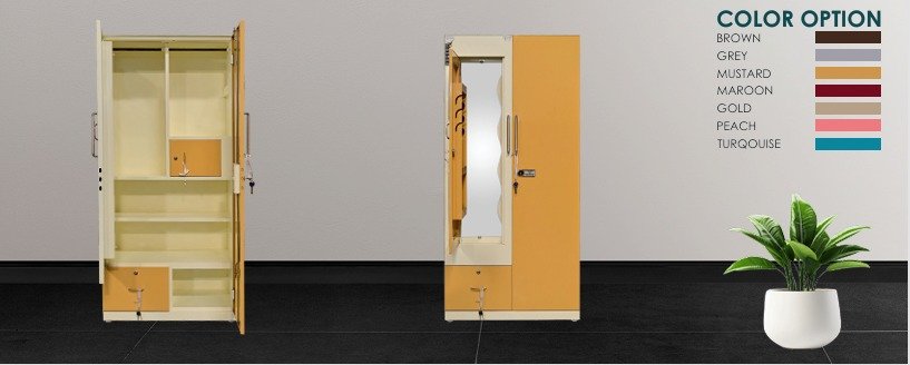 Premium 2 Door Steel Almirah with Mirror & Lockers